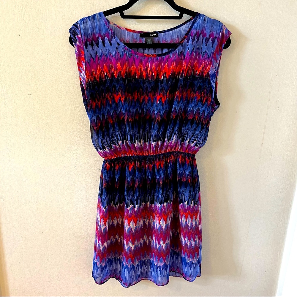 Bright Patterned Aqua Dress Business Casual